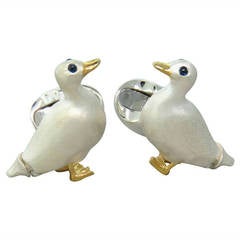 Deakin & Francis Sterling Silver Sapphire Duck Cufflinks