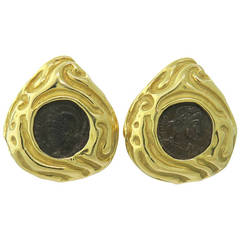 Elizabeth Gage Gold Ancient Coin Earrings