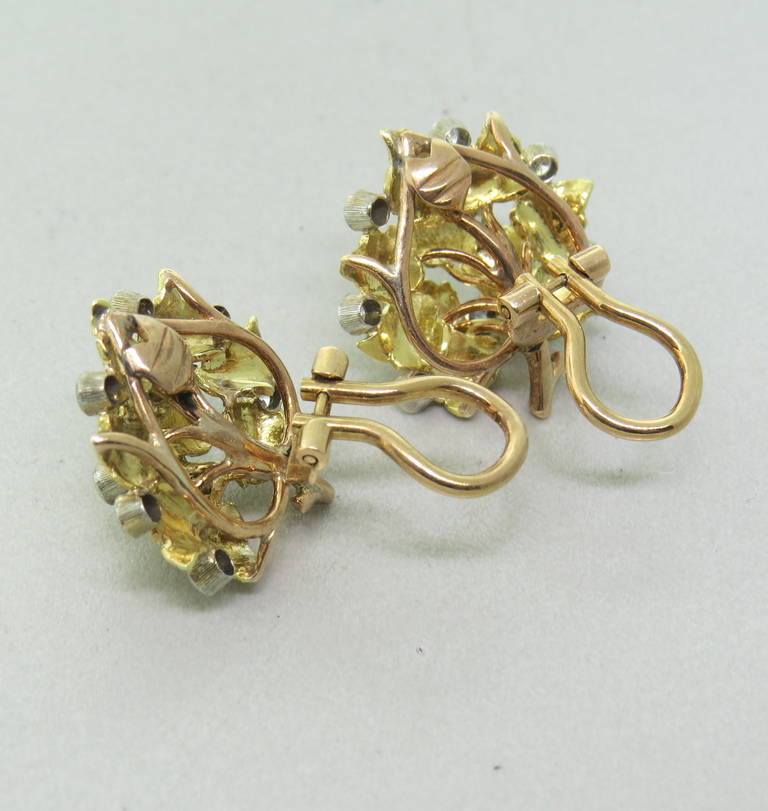Women's Mario Buccellati Diamond Gold Leaf Earrings