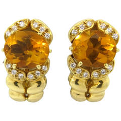 Kaufmann de Suisse Citrine Diamond Gold Earrings