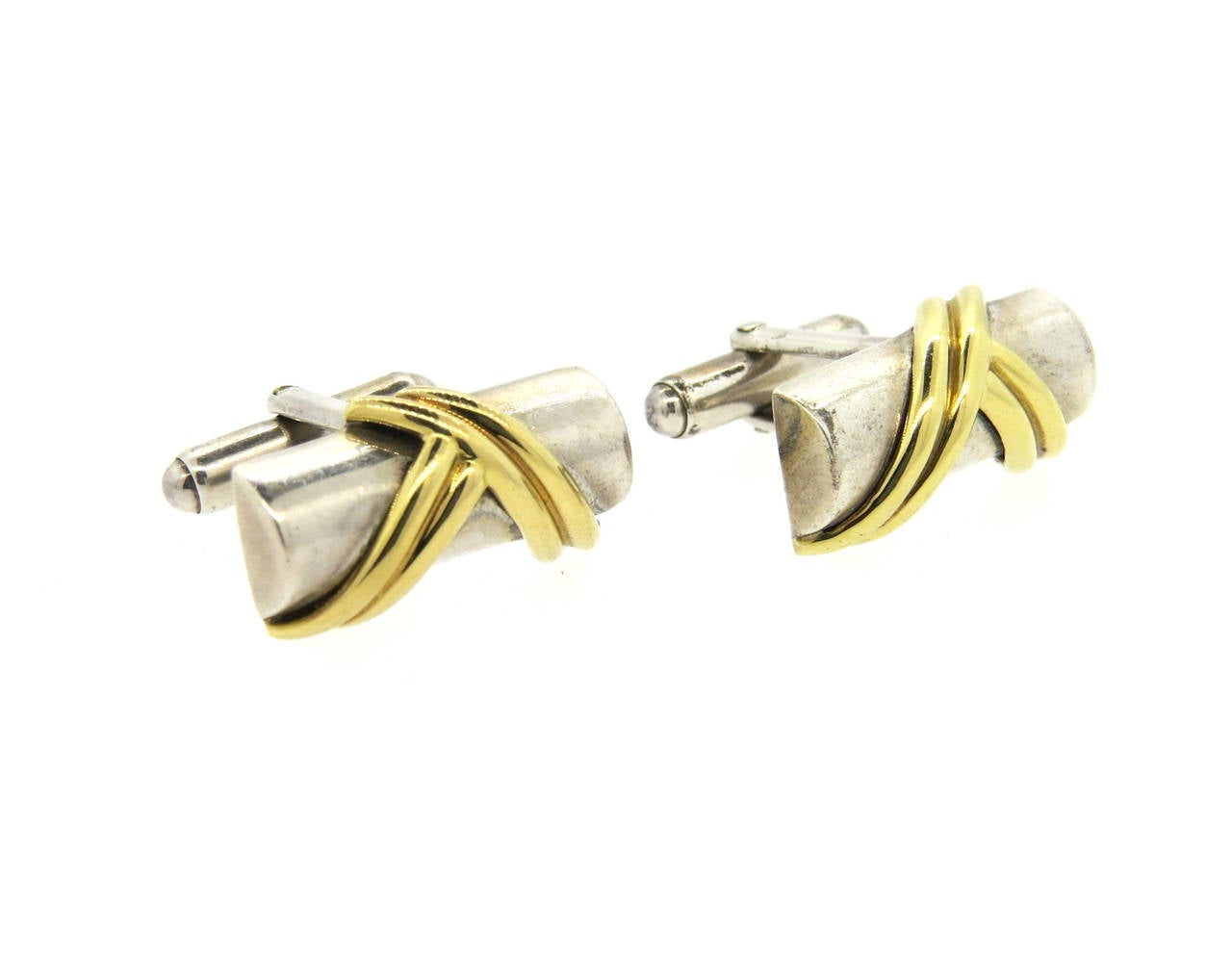 Tiffany & Co Gold and Sterling Silver Cuffinks 1