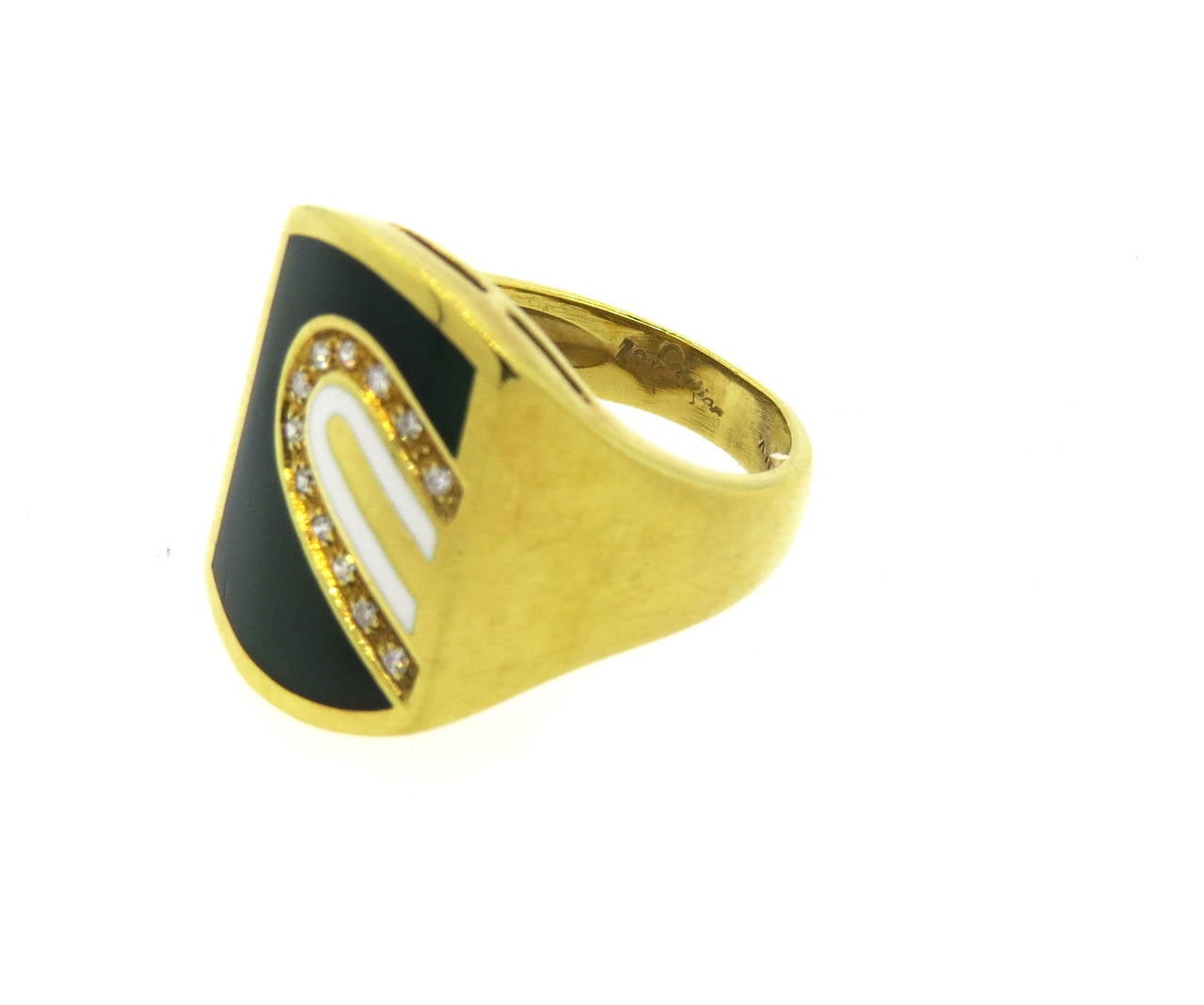 1970s Cartier Diamond Enamel Gold Ring In Excellent Condition In Lambertville, NJ