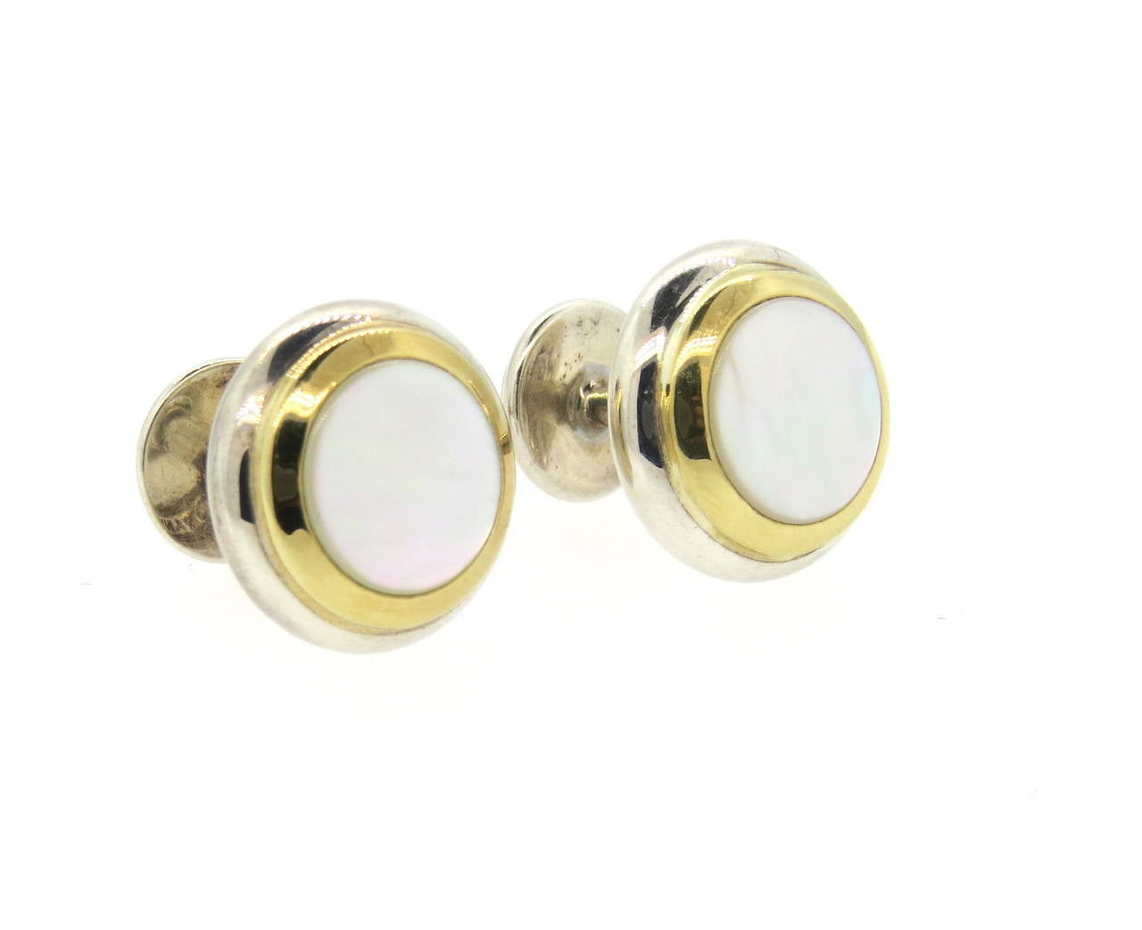 Tiffany & Co. Mother of Pearl Sterling Gold Cufflinks