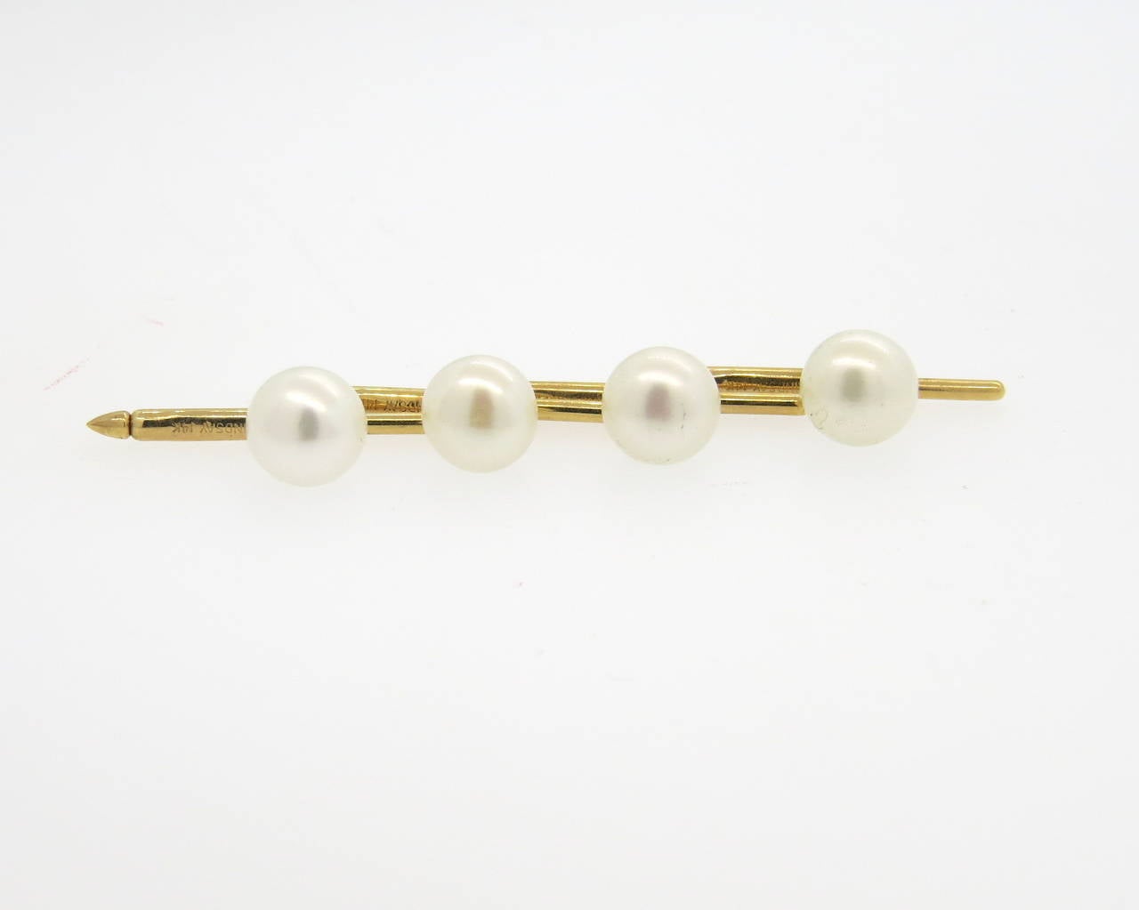 14k gold dress stud set of four, crafted by Lindsay & Co, featuring 8.3mm pearl top. Marked Lindsay and 14k. Weight of the set - 6.6 grams