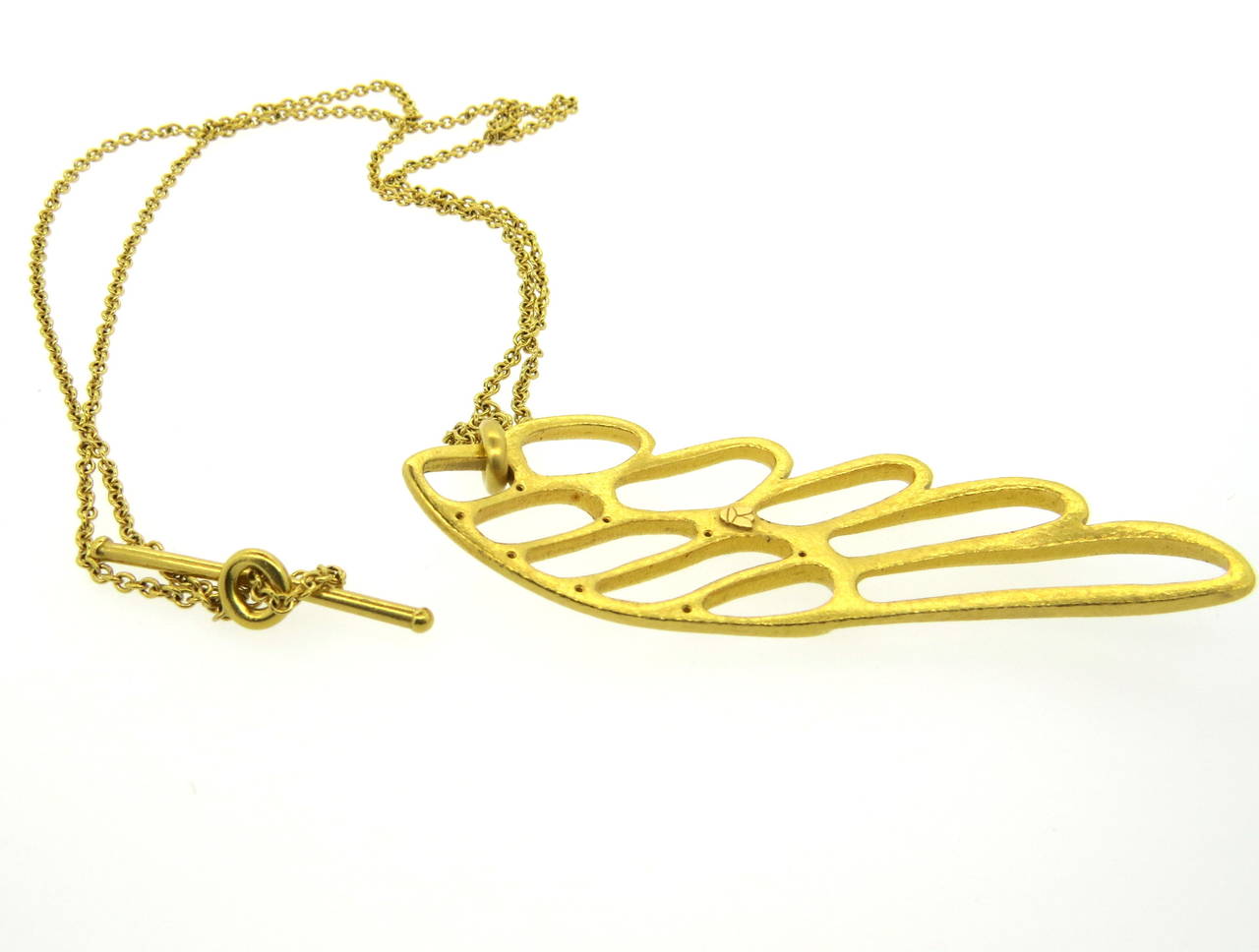 Linda Lee Johnson Diamond Gold Wing of Wire Pendant Necklace at 1stDibs linda lee johnson