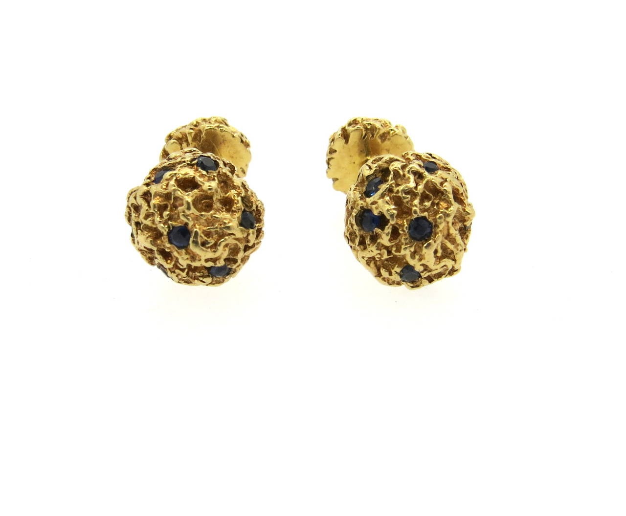 Men's 1960s Tiffany & Co. Sapphire Gold Cufflinks