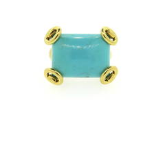 Gucci Large Turquoise Horsebit Gold Ring