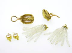 Elizabeth Locke Moonstone Labradorite Gold Interchangeable Day Night Earrings