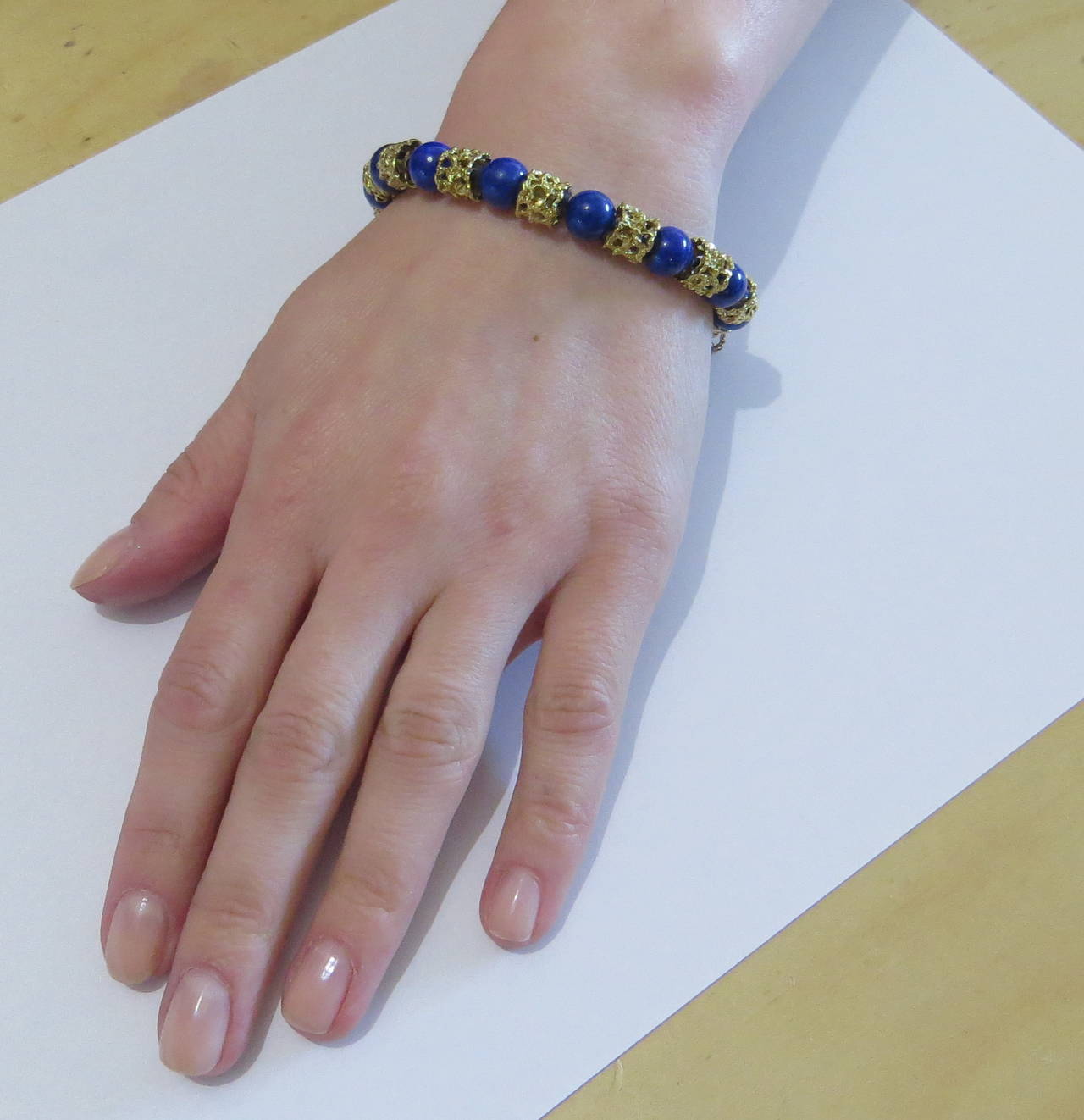 Women's 1960s Lapis and Gold Bracelet