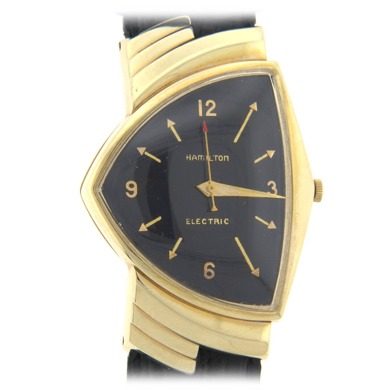 Hamilton Yellow Gold Black Dial Ventura Wristwatch