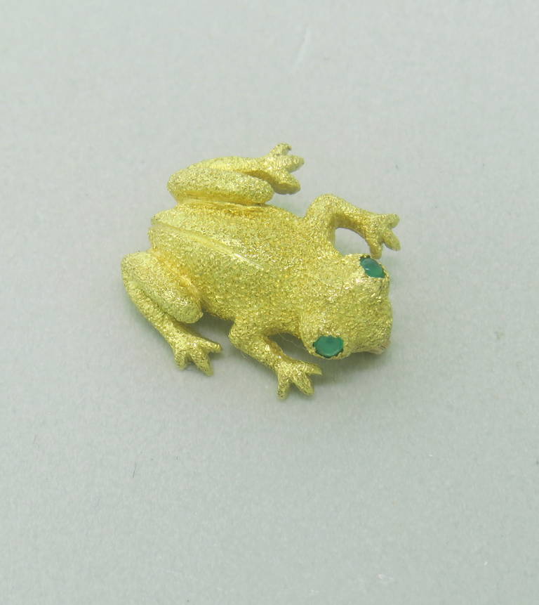 Women's Tiffany & Co. Emerald Gold Frog Brooch Pin