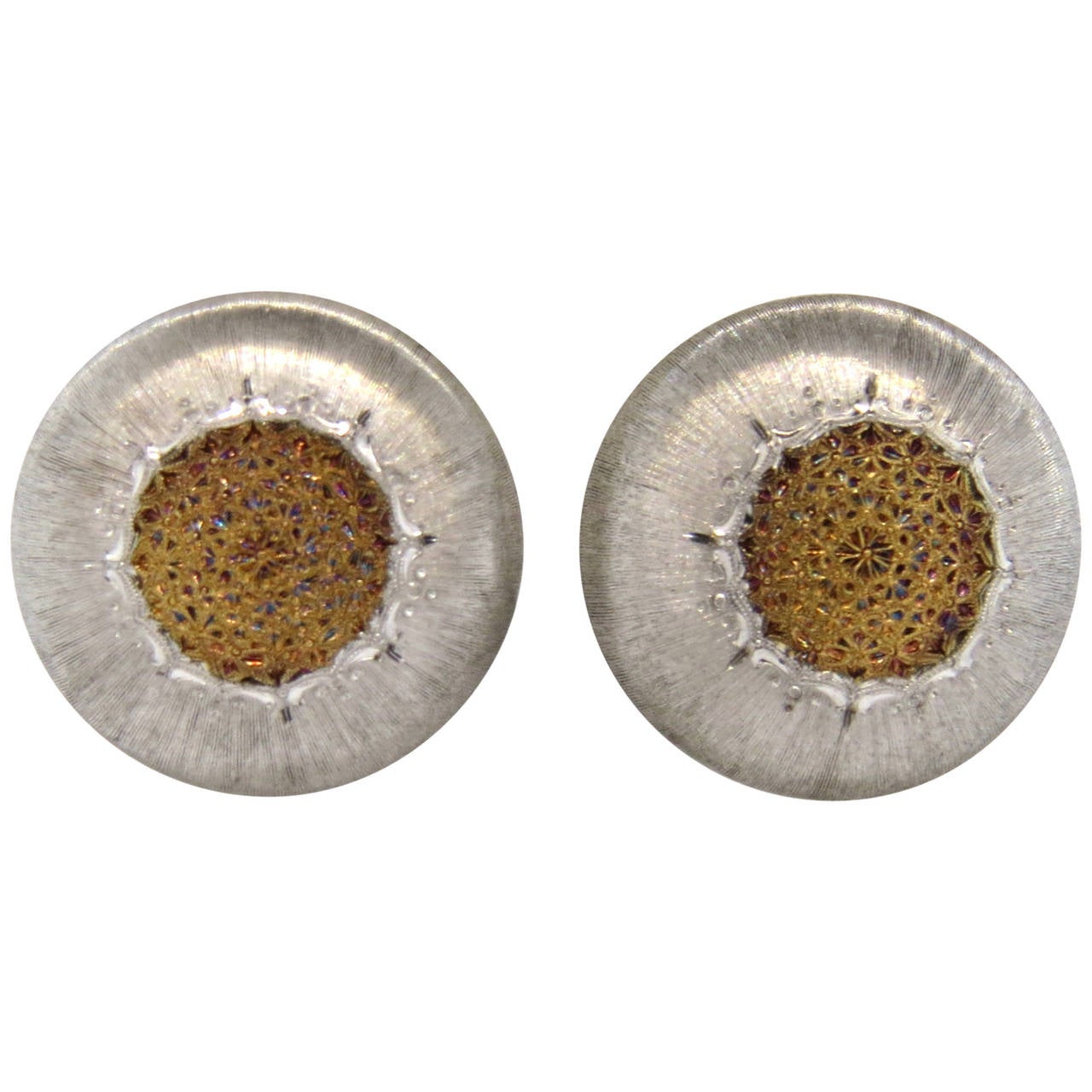 Buccellati Macri Silver Gold Earrings For Sale