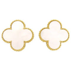 Large Van Cleef & Arpels Magic Alhambra Mother of Pearl Gold Earrings