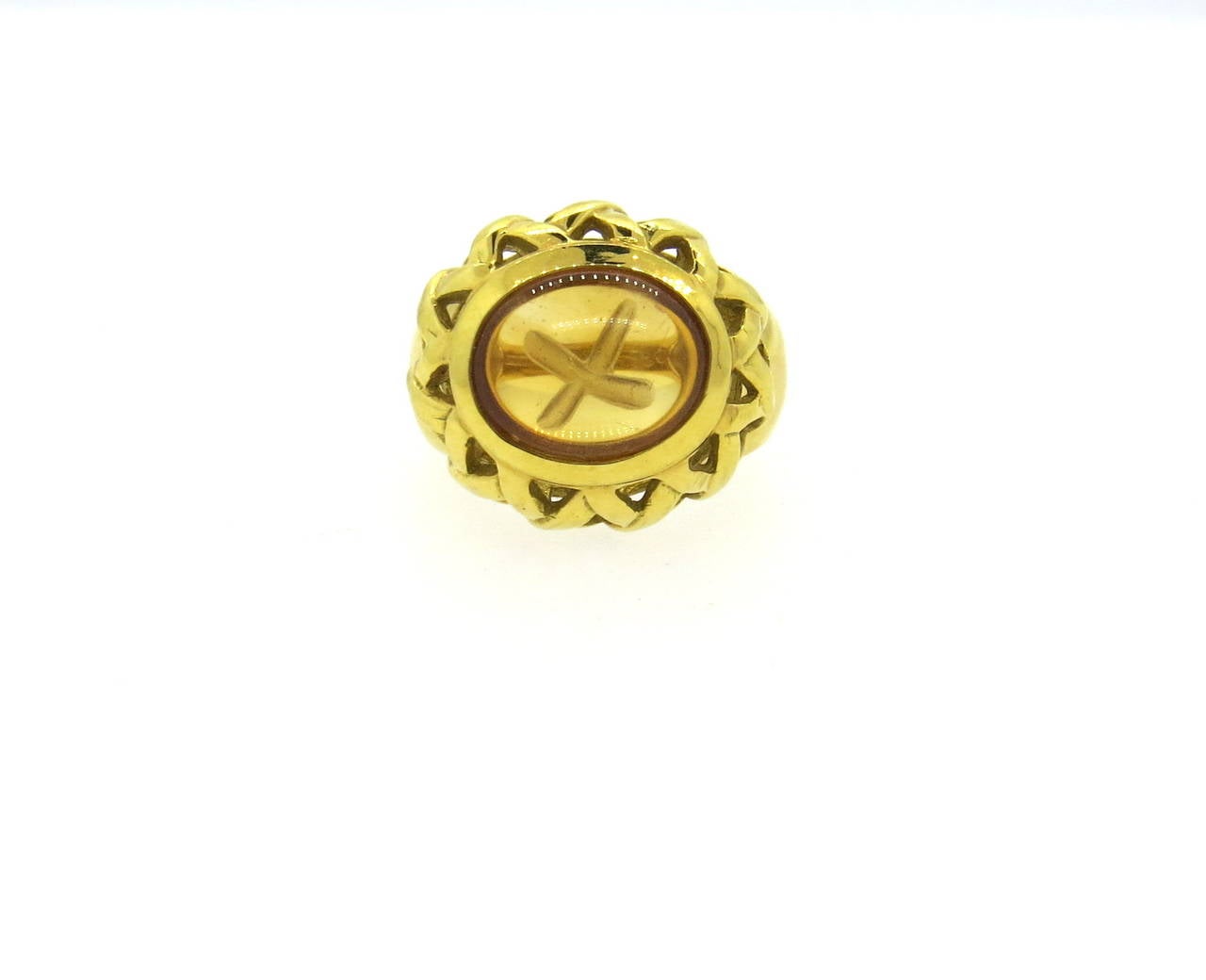 Tiffany & Co. Paloma Picasso Citrine Gold X Ring In Excellent Condition In Lambertville, NJ