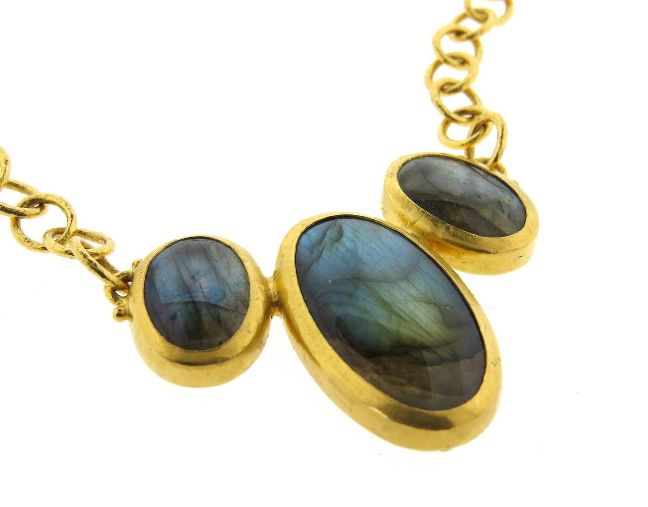 Gurhan Gold Labradorite and Sapphire Pendant Necklace