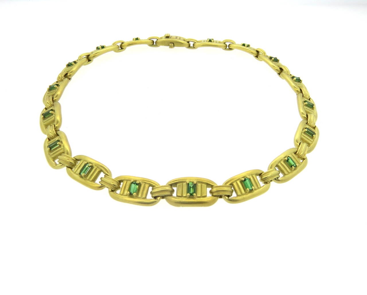 1980s Barry Kieselstein Cord Gold Green Tourmaline Necklace 1