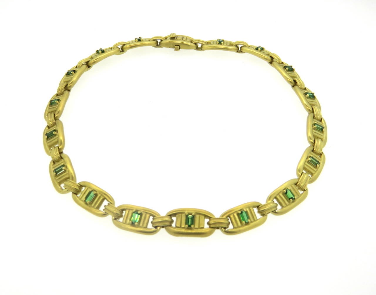 1980s Barry Kieselstein Cord Gold Green Tourmaline Necklace In Excellent Condition In Lambertville, NJ