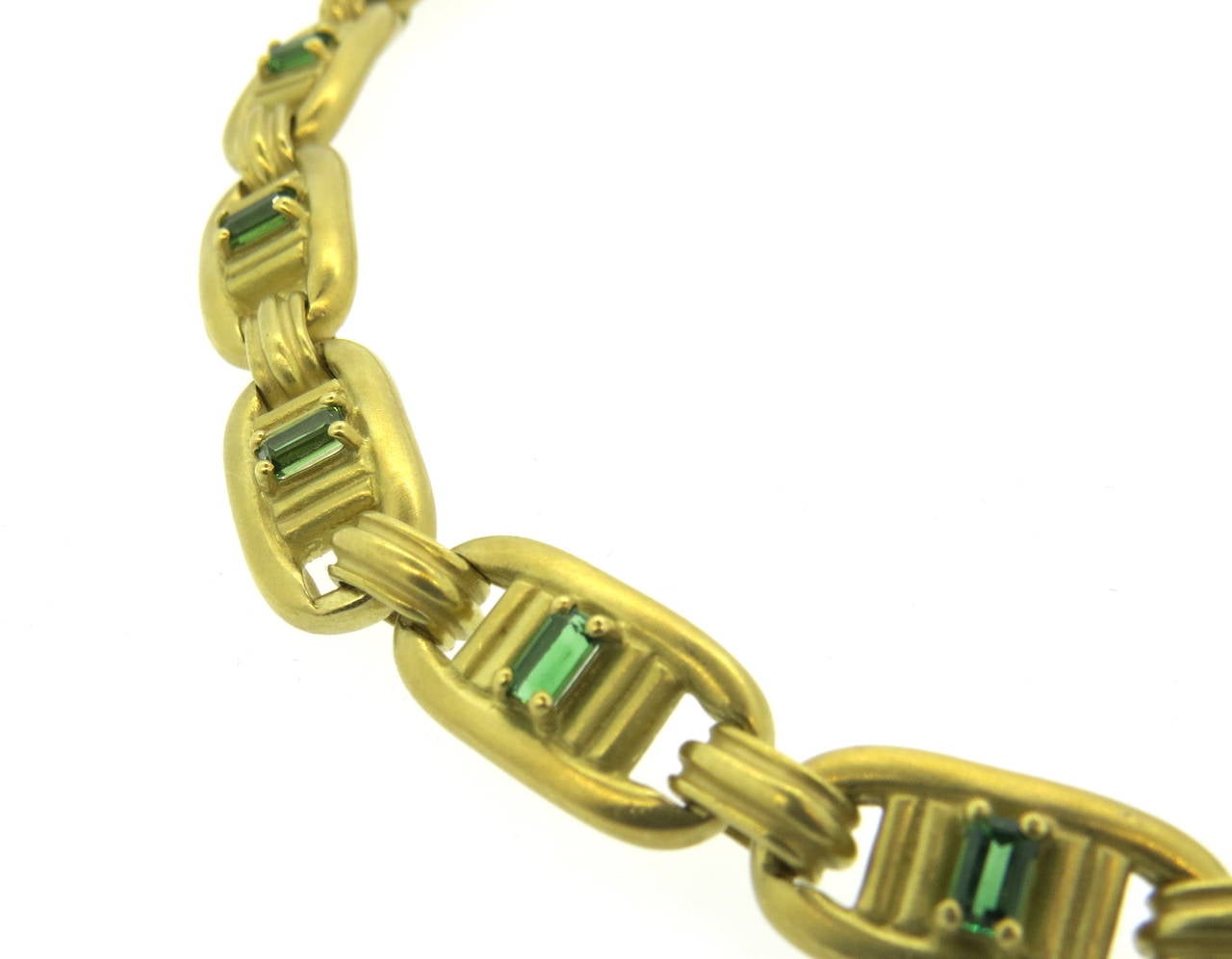 Women's 1980s Barry Kieselstein Cord Gold Green Tourmaline Necklace