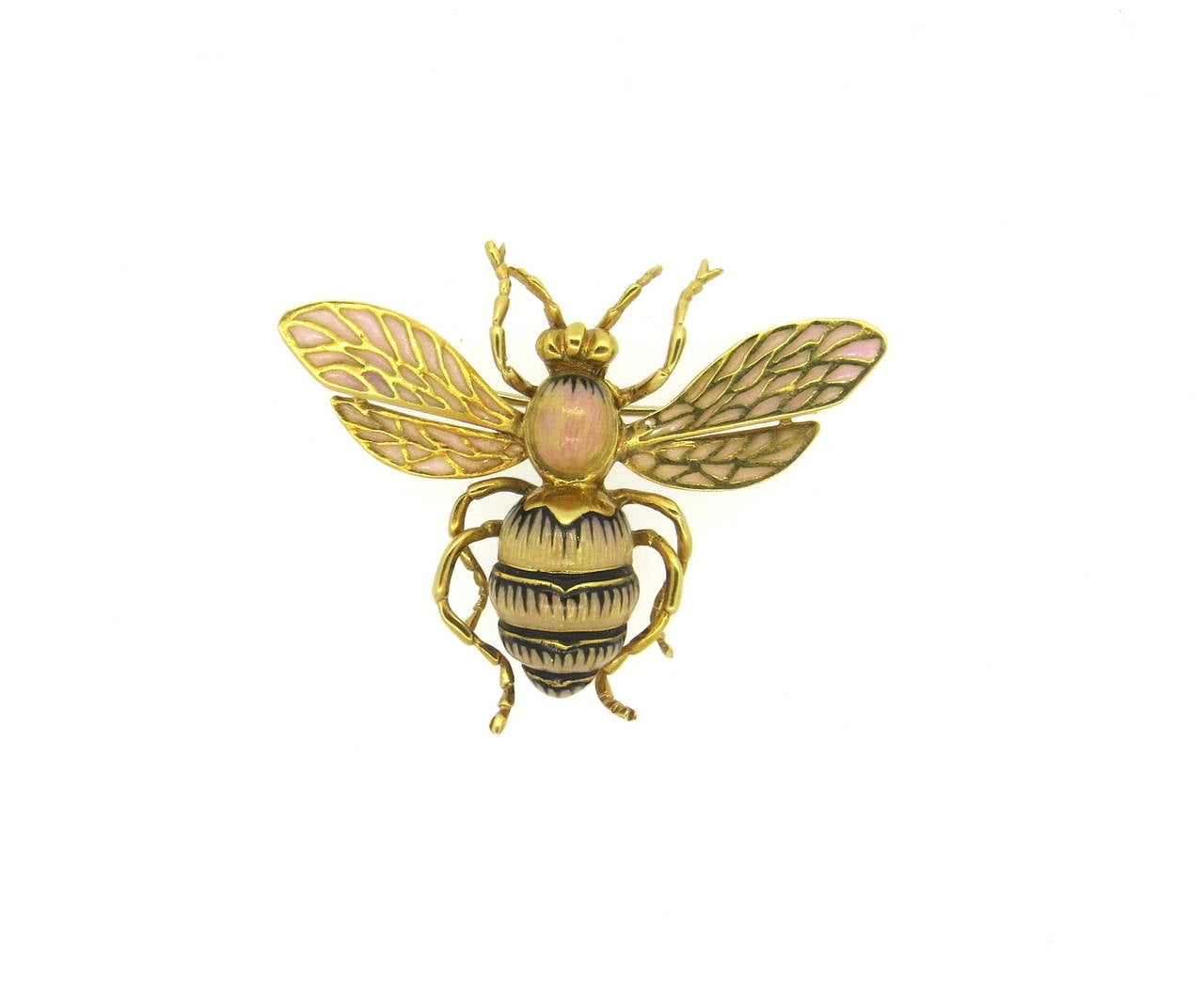 Gold and Enamel Insect Brooch Pin In Excellent Condition In Lambertville, NJ
