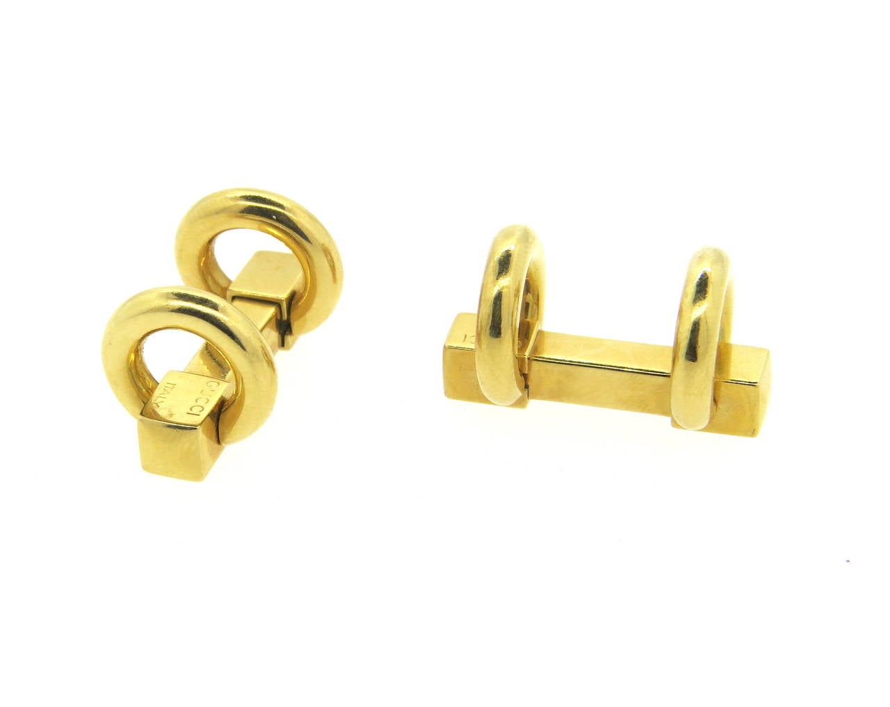 Gucci Mid Century Gold Cufflinks For Sale at 1stDibs