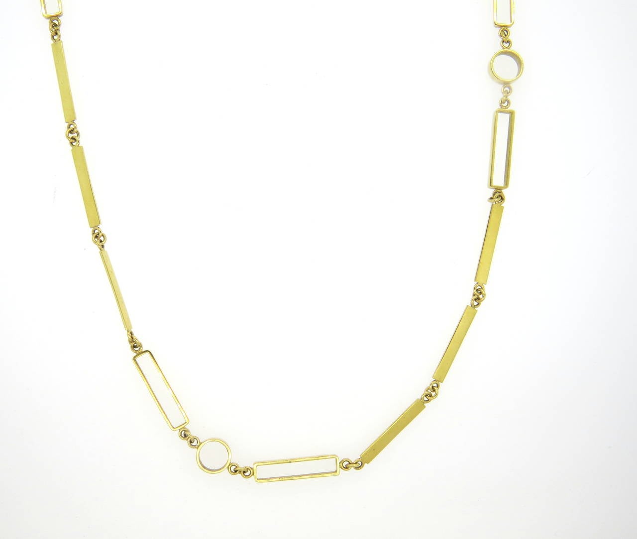 1970s Geometric Link Long Chain Necklace In Excellent Condition In Lambertville, NJ