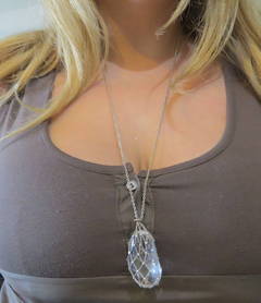 Tiffany & Co. Elsa Peretti Crystal Sterling Diamond Caged Bean Pendant Necklace