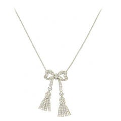 Tiffany & Co. Diamond Platinum Bow Pendant Necklace