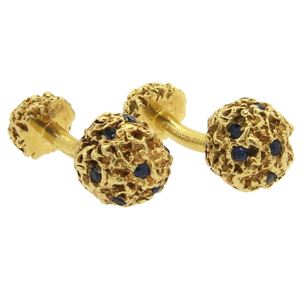 1960s Tiffany & Co. Sapphire Gold Cufflinks