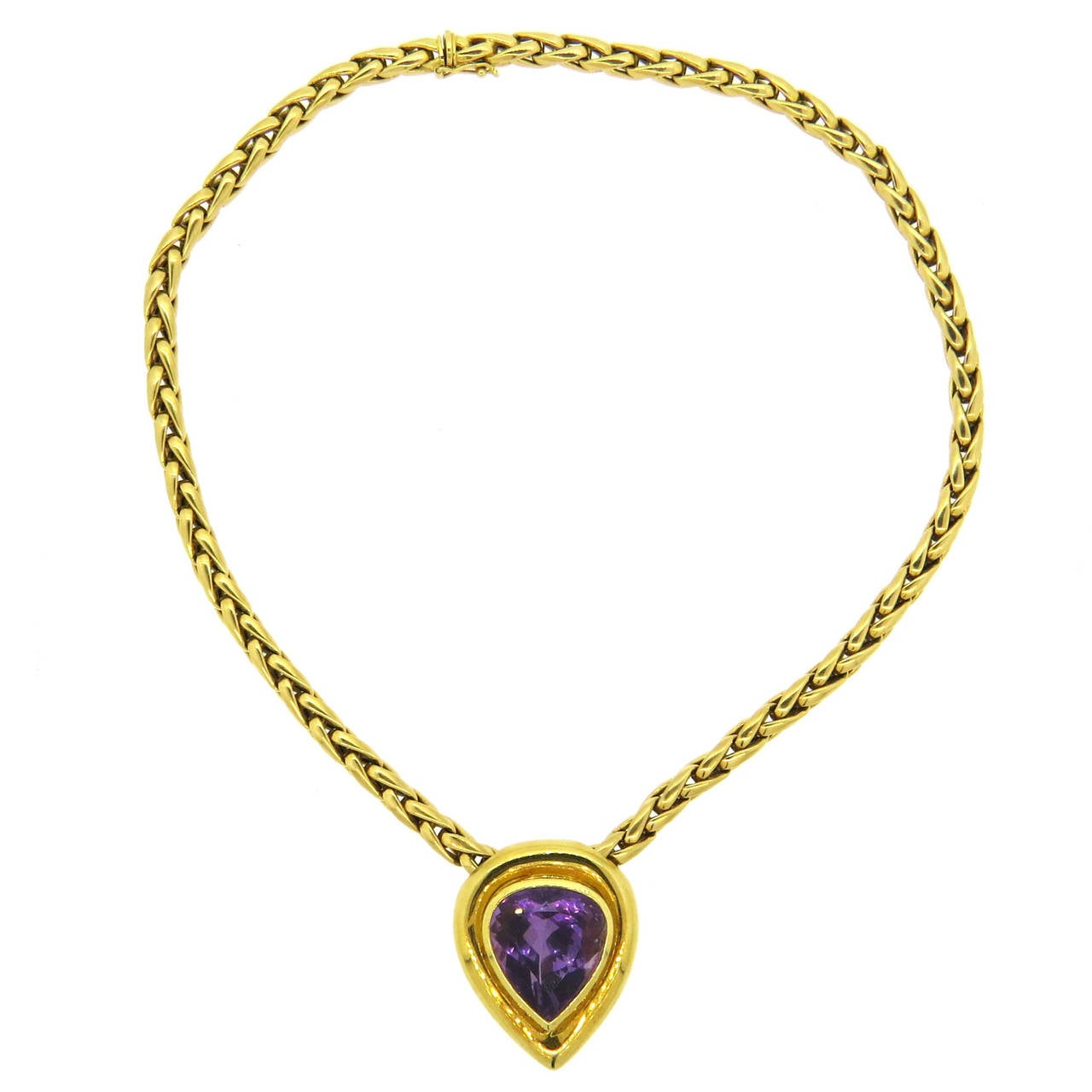 Tiffany & Co. Paloma Picasso Large Amethyst Gold Pendant Necklace