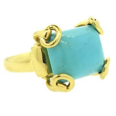 Gucci Large Turquoise Horsebit Gold Ring