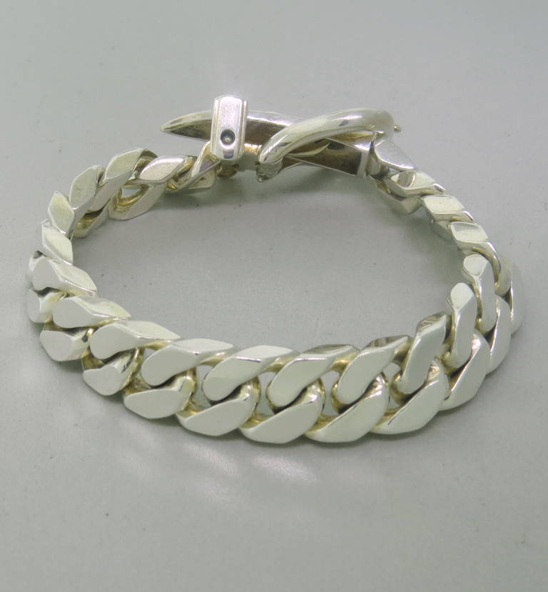 Women's or Men's Hermes Boucle Sellier Silver Bracelet