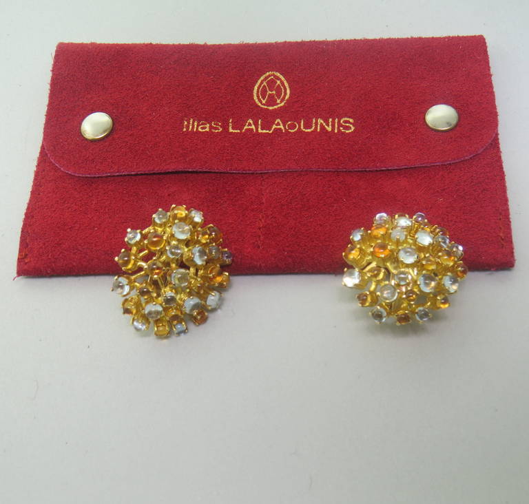 Women's Ilias Lalaounis Moonstone Citrine Gold Earrings