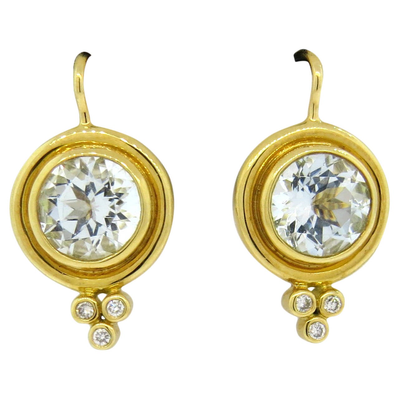 Temple St. Clair Aquamarine Diamond Gold Earrings