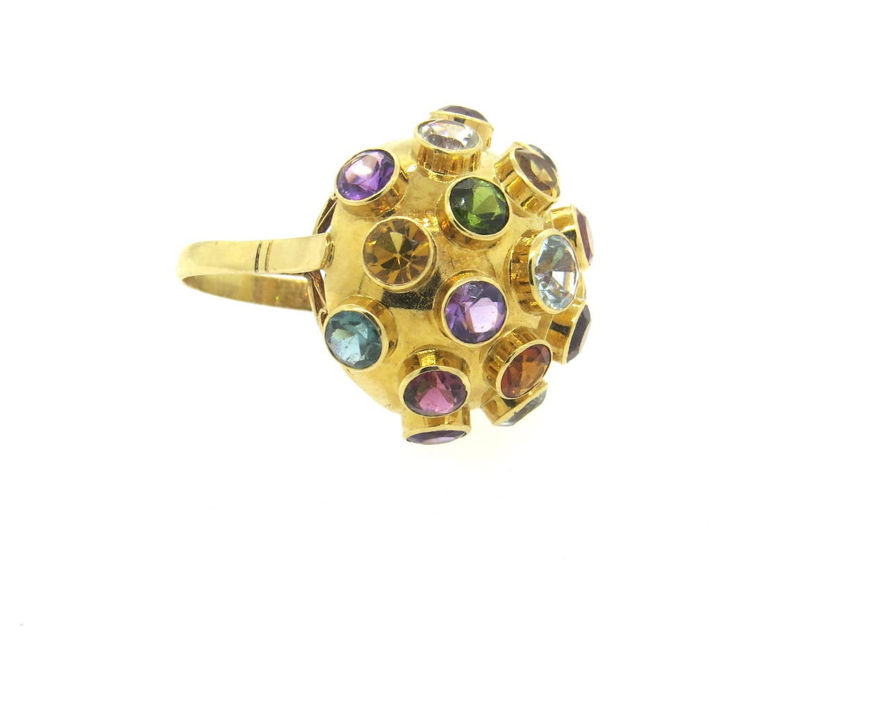 Semi Precious Gemstone Multicolor Gold Sputnik Ring 2