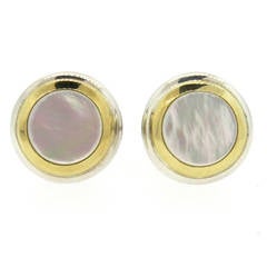 Tiffany & Co. Mother of Pearl Sterling Gold Cufflinks