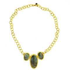 Gurhan Gold Labradorite and Sapphire Pendant Necklace