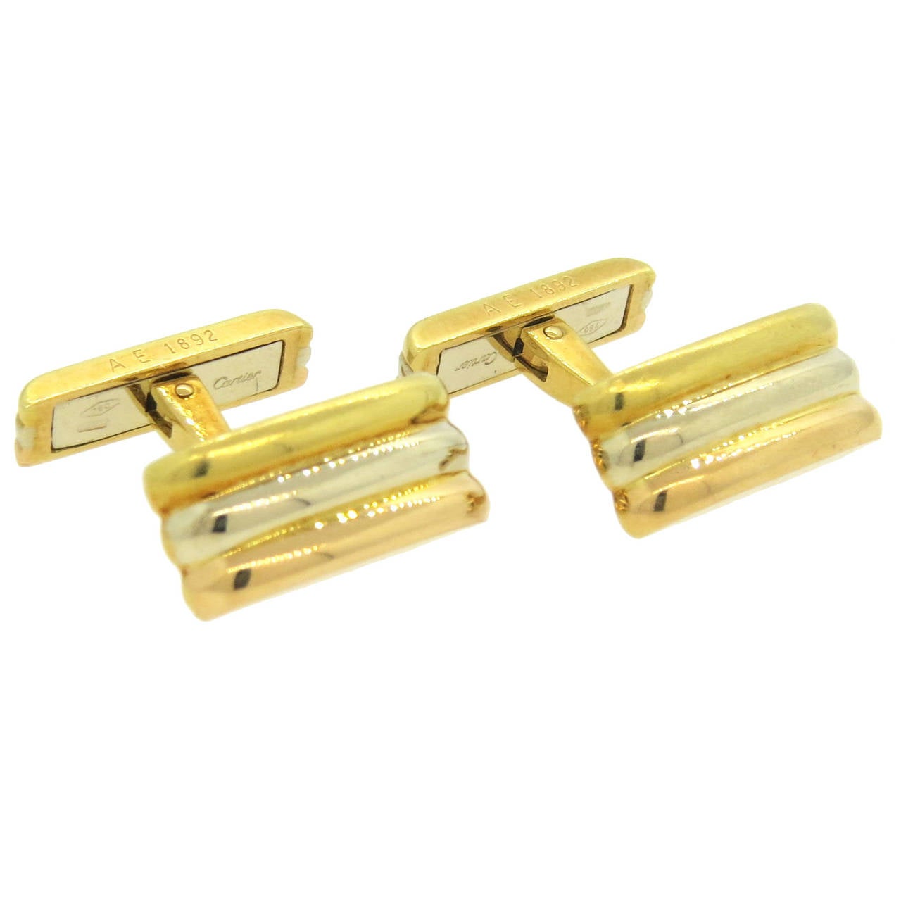 1980s Cartier Trinity Tri Color Gold Cufflinks