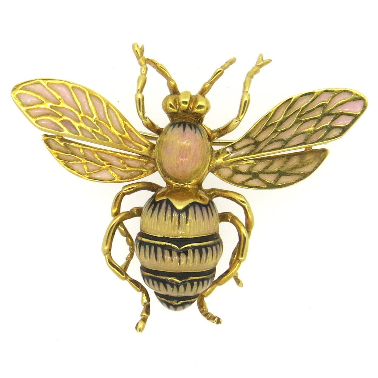 Gold and Enamel Insect Brooch Pin