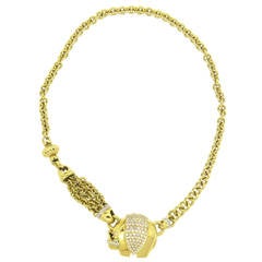 Pasquale Bruni Impressive Diamond Gold Elephant Pendant Necklace