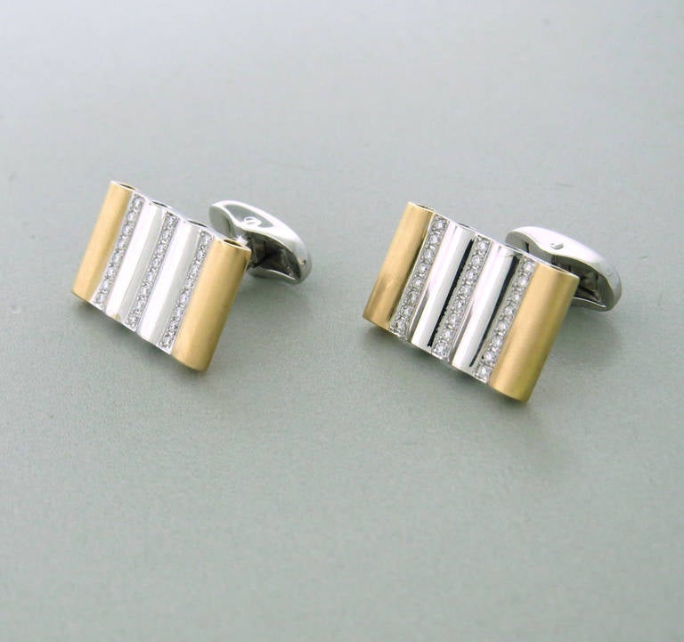 Brand new pair of 18k gold Victor Mayer cufflinks with approx. 0.48ctw in diamonds. cufflink top - 13mm x 25mm. weight of the set - 28.6 grams