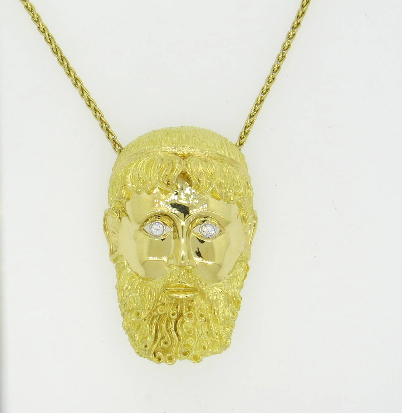 Henry Dunay Massive Diamond Gold Face Pendant Brooch  1