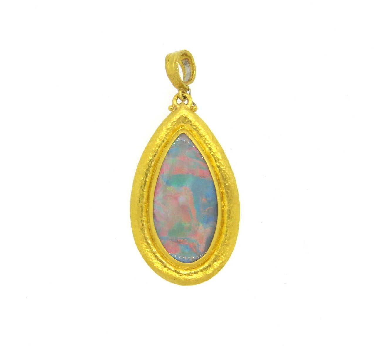 Women's Huge Gurhan Opal Gold Teardrop Pendant Enhancer