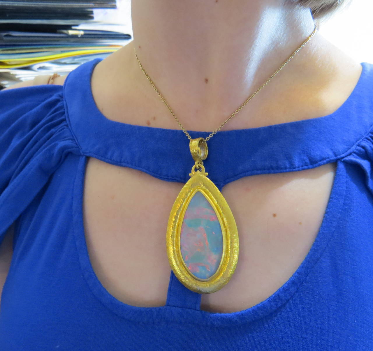 Huge Gurhan Opal Gold Teardrop Pendant Enhancer 1