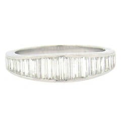 1950s Diamond Platinum Half Band Wedding Ring