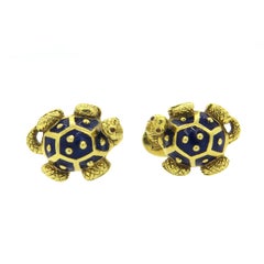 Large Hidalgo Enamel Gold Turtle Cufflinks