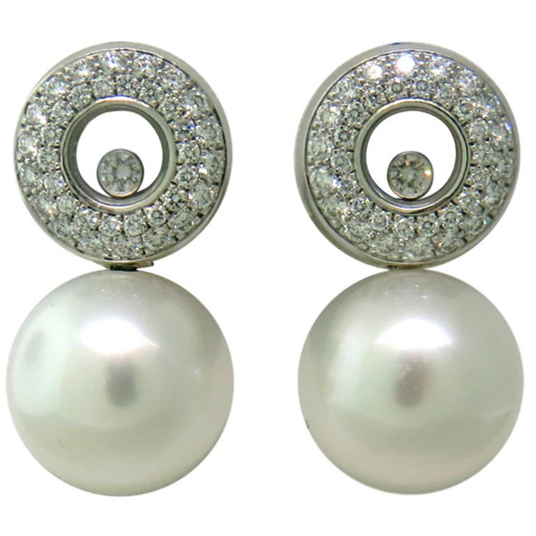 Chopard Happy Diamonds Pearl Gold Earrings