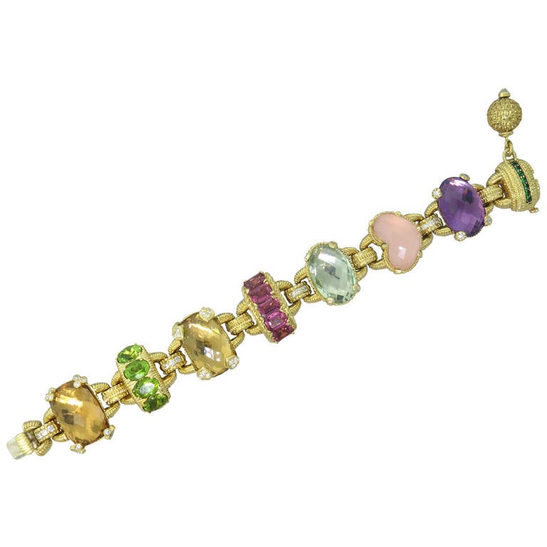 Judith Ripka Ambrosia Gemstone Diamond Gold Bracelet
