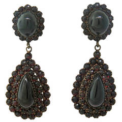 Antique Bohemian Garnet Drop Earrings