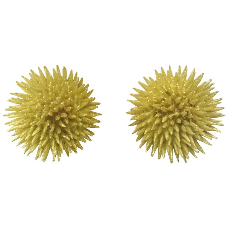 Tiffany & Co. Gold Sea Urchin Motif Earrings
