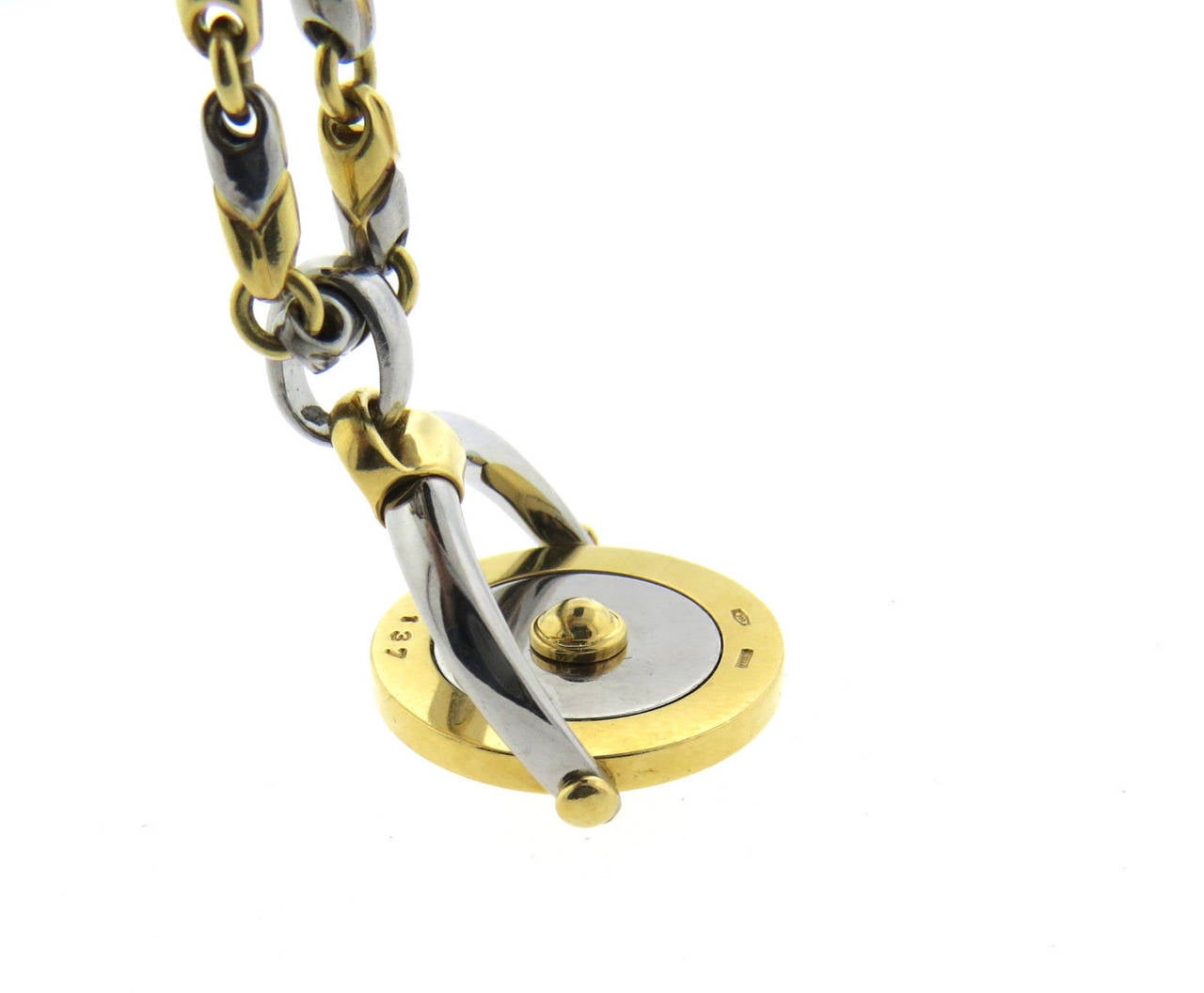Women's Bulgari Steel Gold Aquarius Zodiac Flip Pendant Necklace